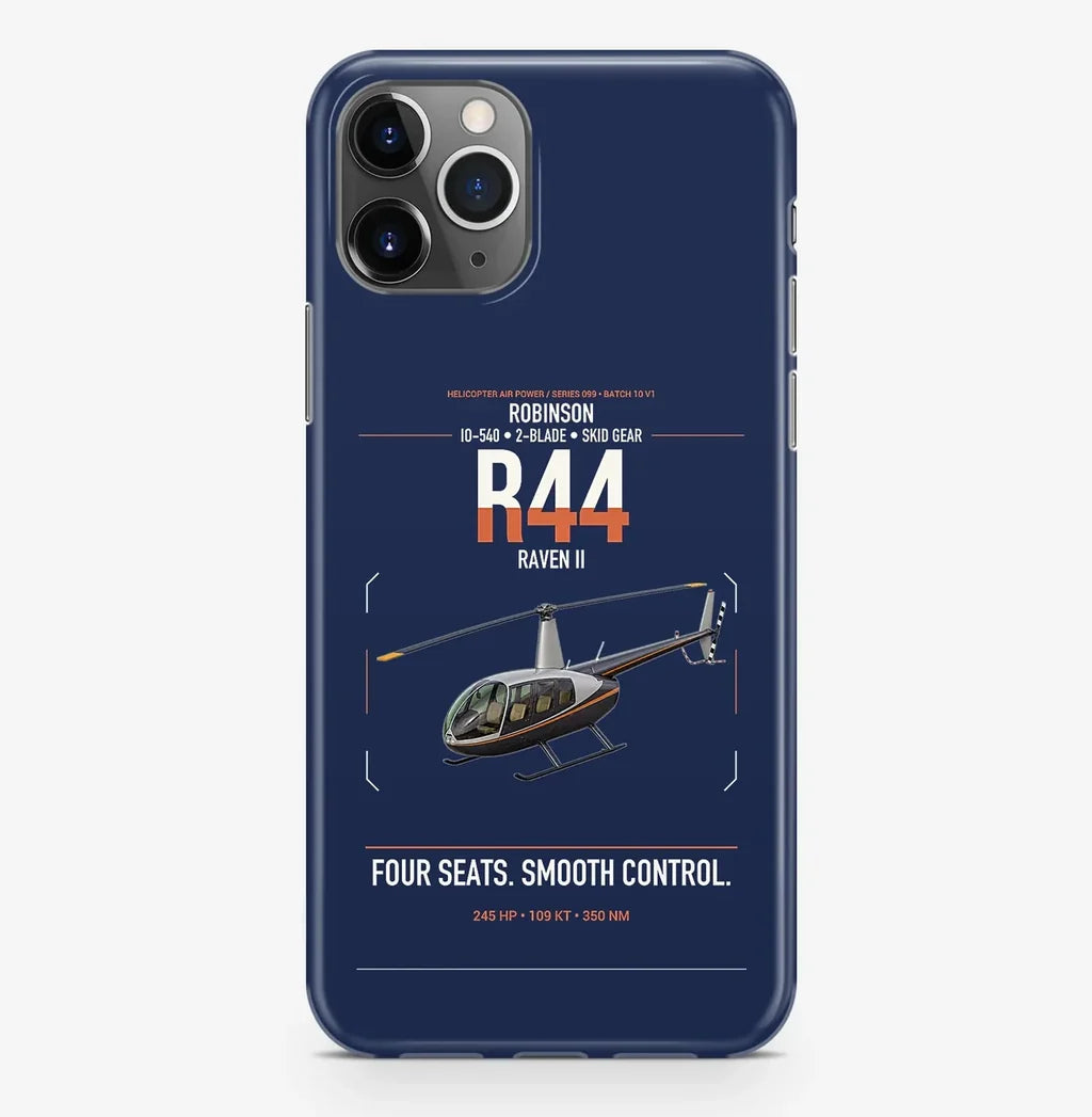 Robinson R44 Raven II design on navy blue magsafe iphone case, for iPhone Pro Max