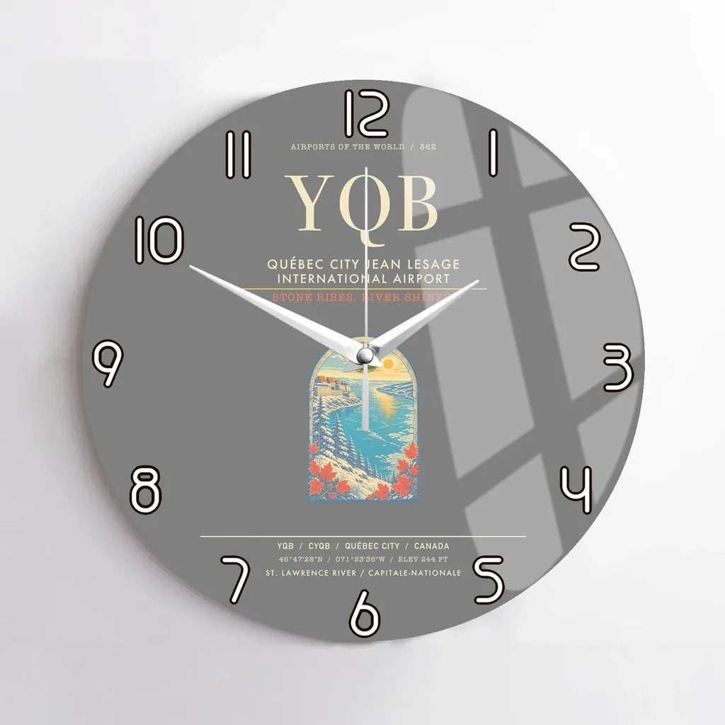 Quebec City Jean Lesage International Airport YQB Wall-Clock No-Frame - Gray
