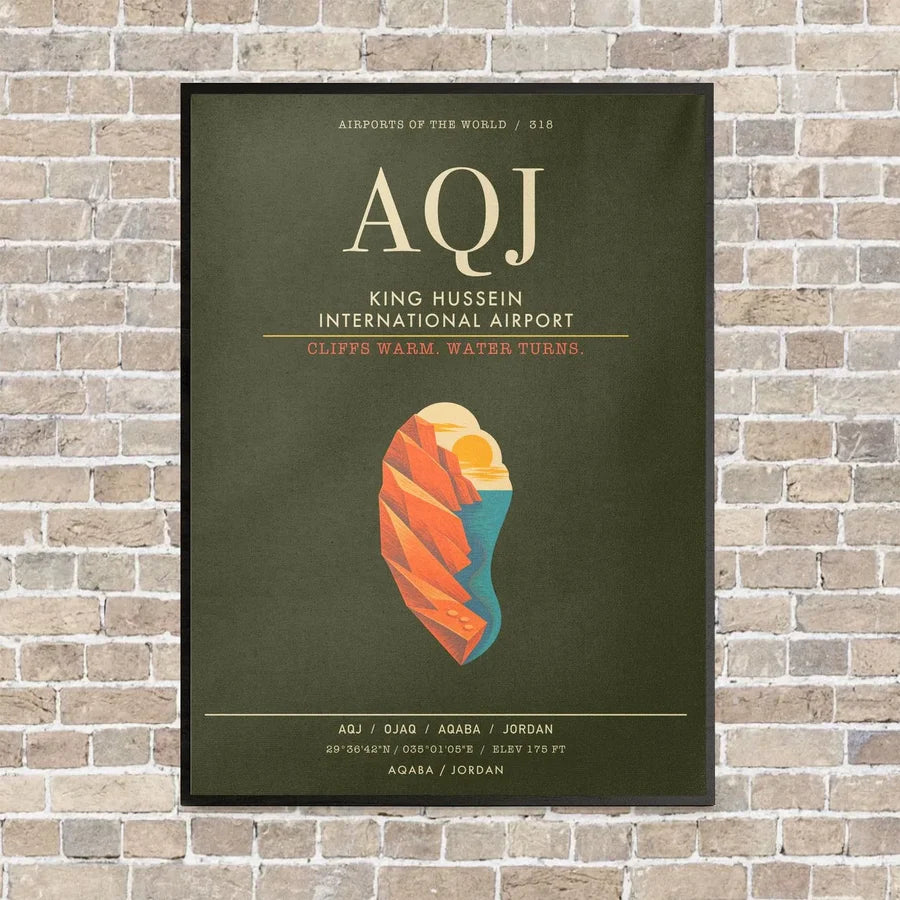 King Hussein International Airport AQJ - Canvas Framed - Green Army