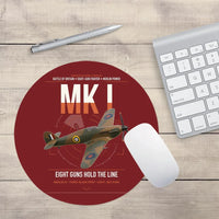 Thumbnail for Hawker Hurricane Mk I design on dark red round mouse pad