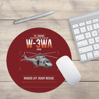 Thumbnail for PZL-Świdnik W-3WA Sokół design on dark red round mouse pad