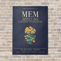 Thumbnail for Frederick W. Smith International Airport Memphis MEM vertical canvas print - no frame - navy blue background