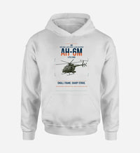 Thumbnail for MD AH-6M Little Bird design on white double-side hoodie, single-side print