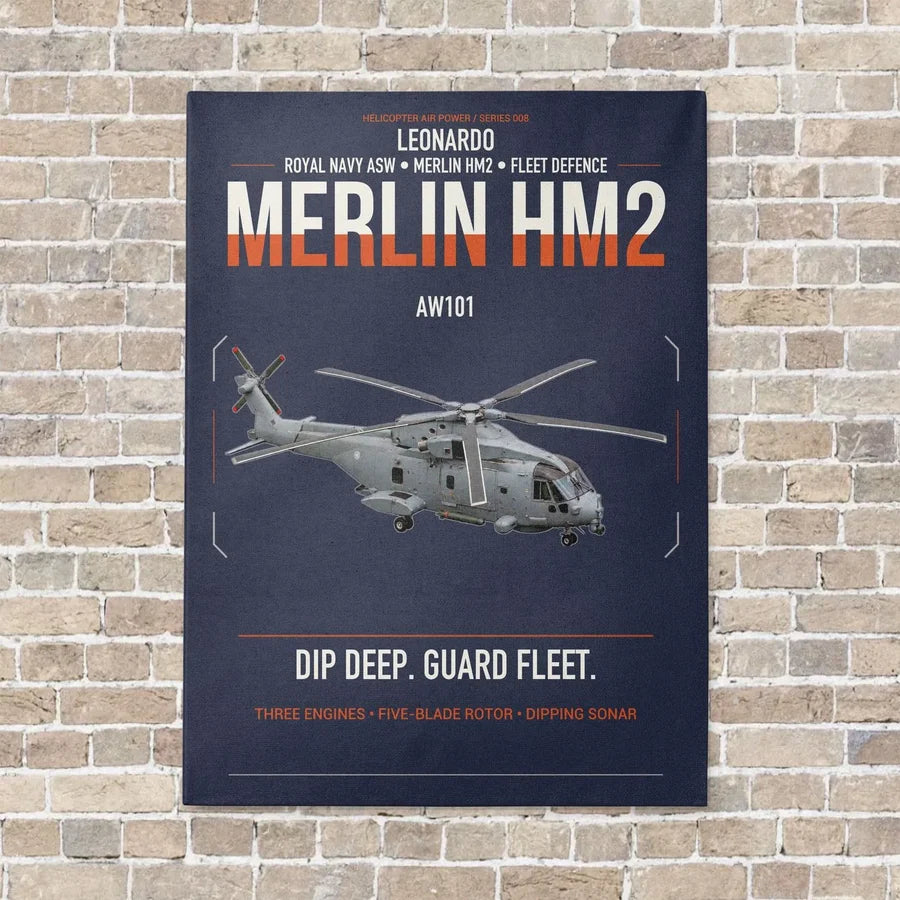 Leonardo AW101 Merlin HM2 vertical canvas print - no frame - navy blue background