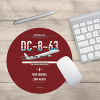 Thumbnail for Douglas DC-8-63 design on dark red round mouse pad