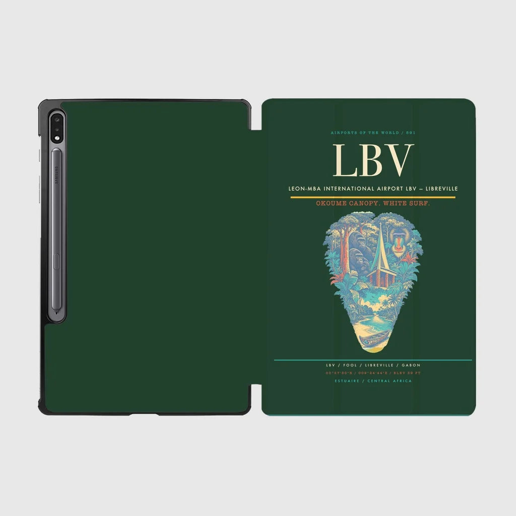 Leon-Mba International Airport (LBV) design on dark green samsung tablet tablet case