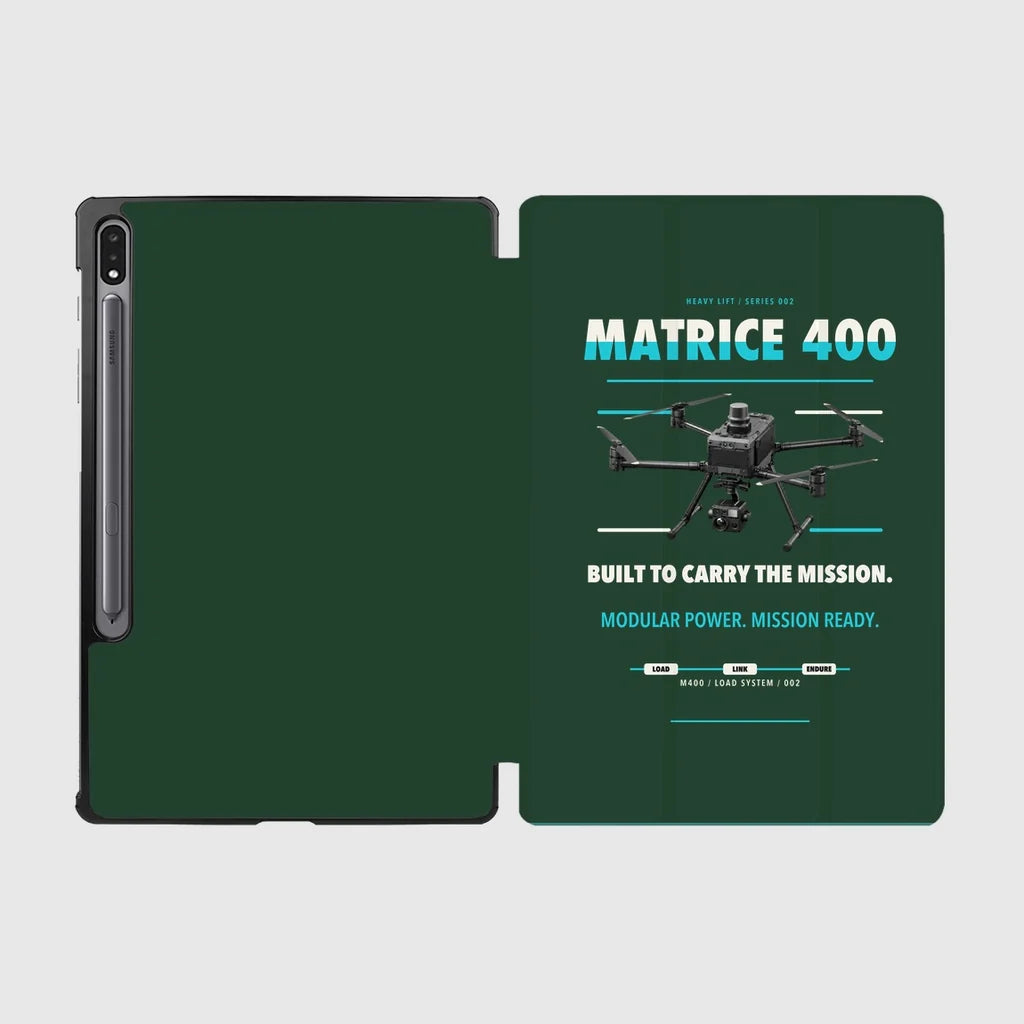 DJI Matrice 400 design on dark green samsung tablet tablet case