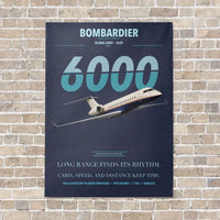 Thumbnail for Bombardier Global 6000 vertical canvas print - no frame - navy blue background