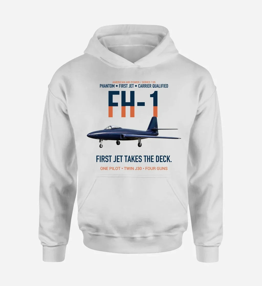 FH-1 PHANTOM design on white hoodie single side