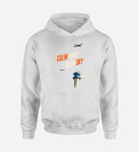 Thumbnail for SIGNAL 591 - Calm Voice Clear Sky design on white hoodie single side