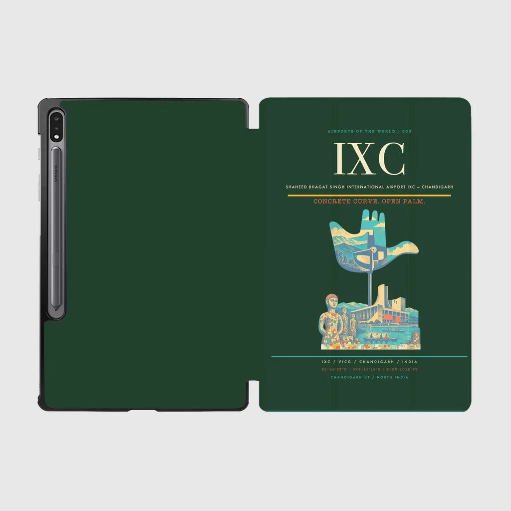 Shaheed Bhagat Singh International Airport (IXC) design on dark green samsung tablet tablet case