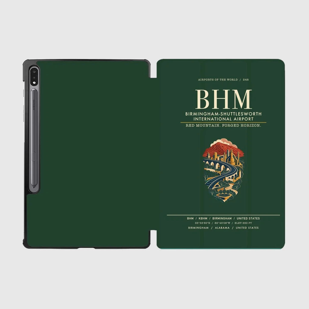 Birmingham-Shuttlesworth International Airport (BHM) design on dark green samsung tablet tablet case