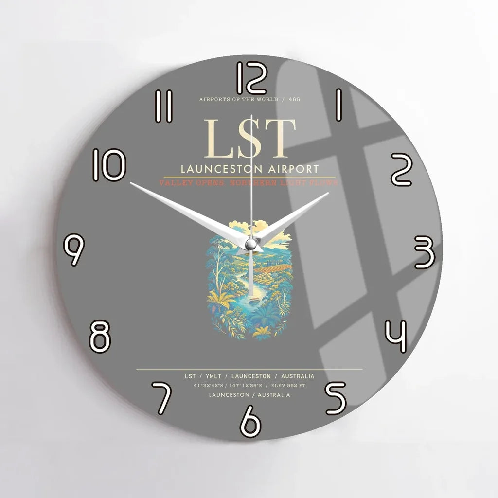 Launceston Airport LST Wall-Clock No-Frame - Gray
