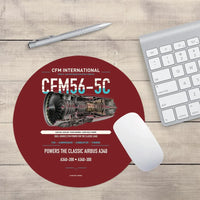 Thumbnail for CFM56-5C design on dark red round mouse pad