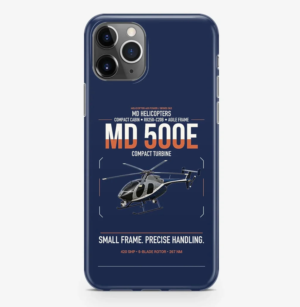 MD Helicopters MD 500E design on navy blue magsafe iphone case, for iPhone Pro Max