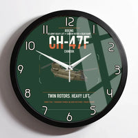 Thumbnail for Boeing CH-47F Chinook design on dark green framed wall clock