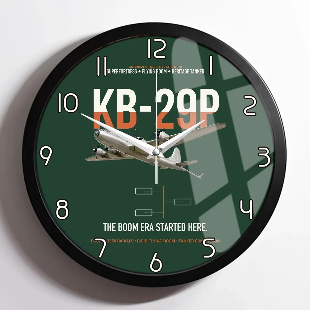 KB-29P SUPERFORTRESS design on dark green framed wall clock