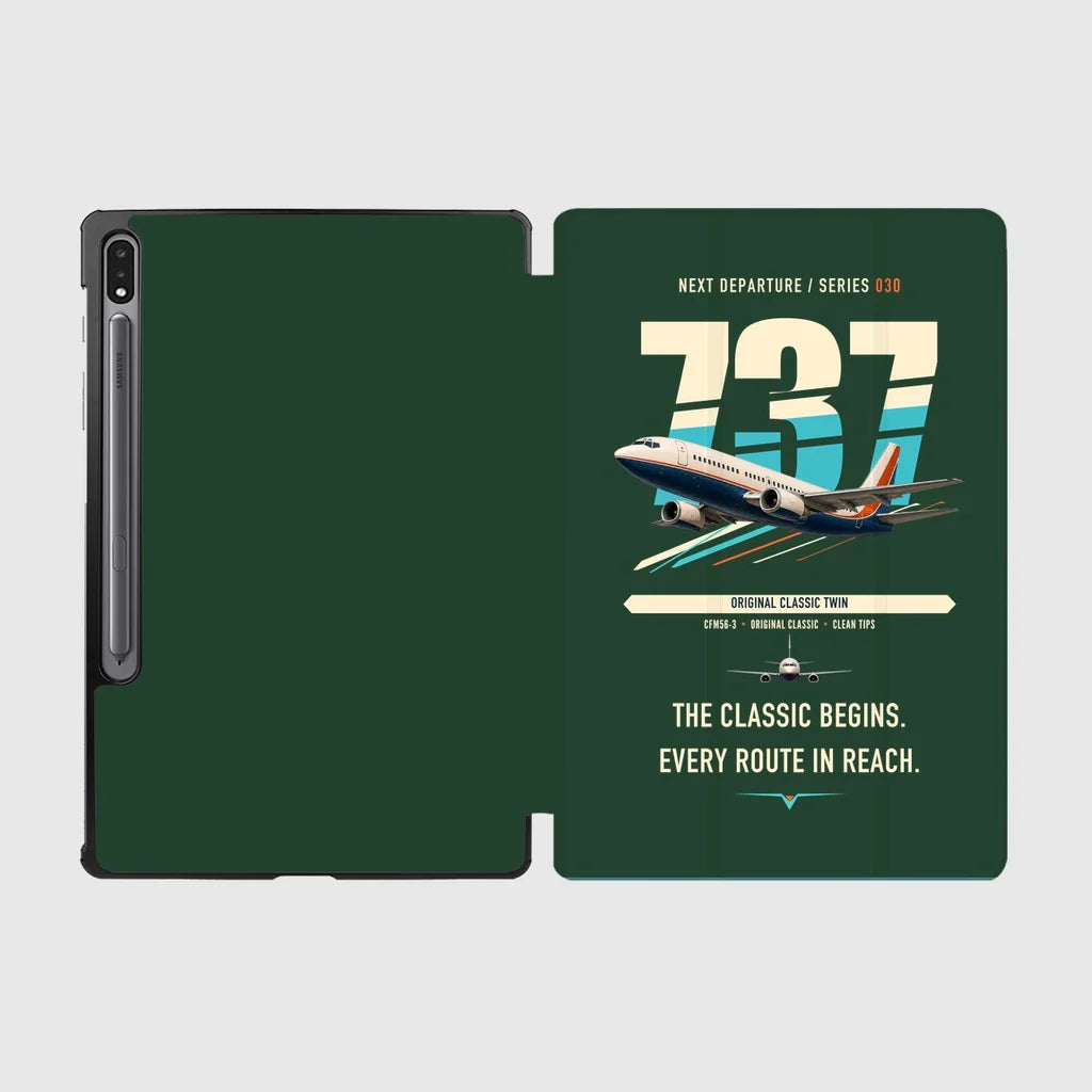 Boeing 737-300 Classic design on dark green samsung tablet tablet case
