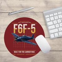 Thumbnail for F6F-5 Hellcat design on dark red round mouse pad