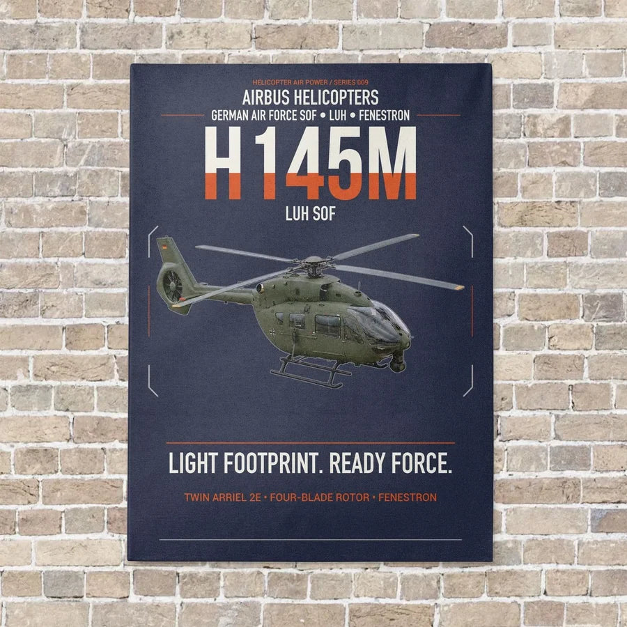 Airbus Helicopters H145M LUH SOF vertical canvas print - no frame - navy blue background
