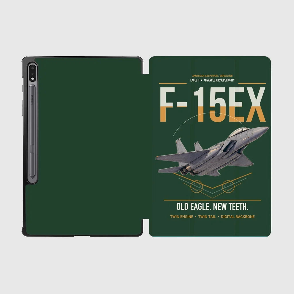 F-15EX Eagle II design on dark green samsung tablet tablet case