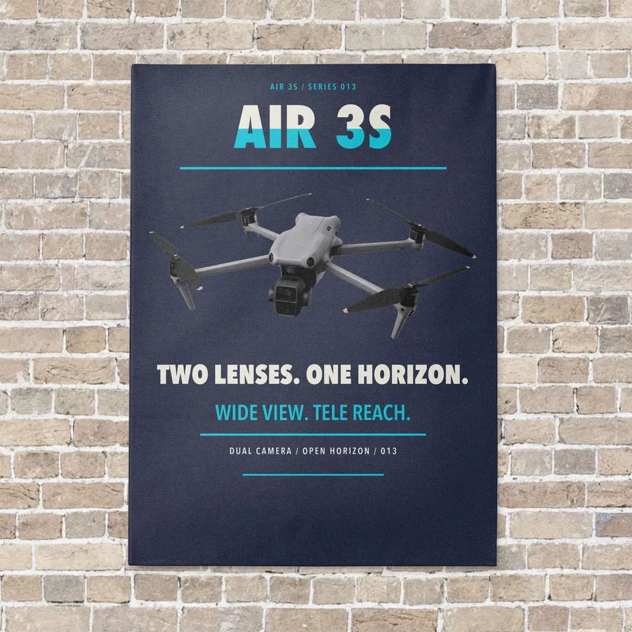 DJI Air 3S vertical canvas print - no frame - navy blue background