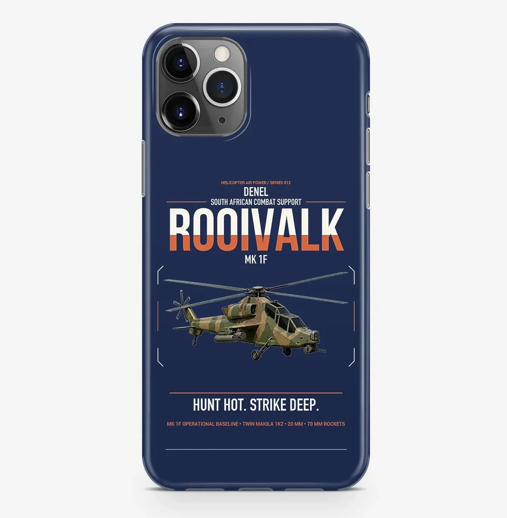 Denel Rooivalk Mk 1F design on navy blue magsafe iphone case, for iPhone Pro Max