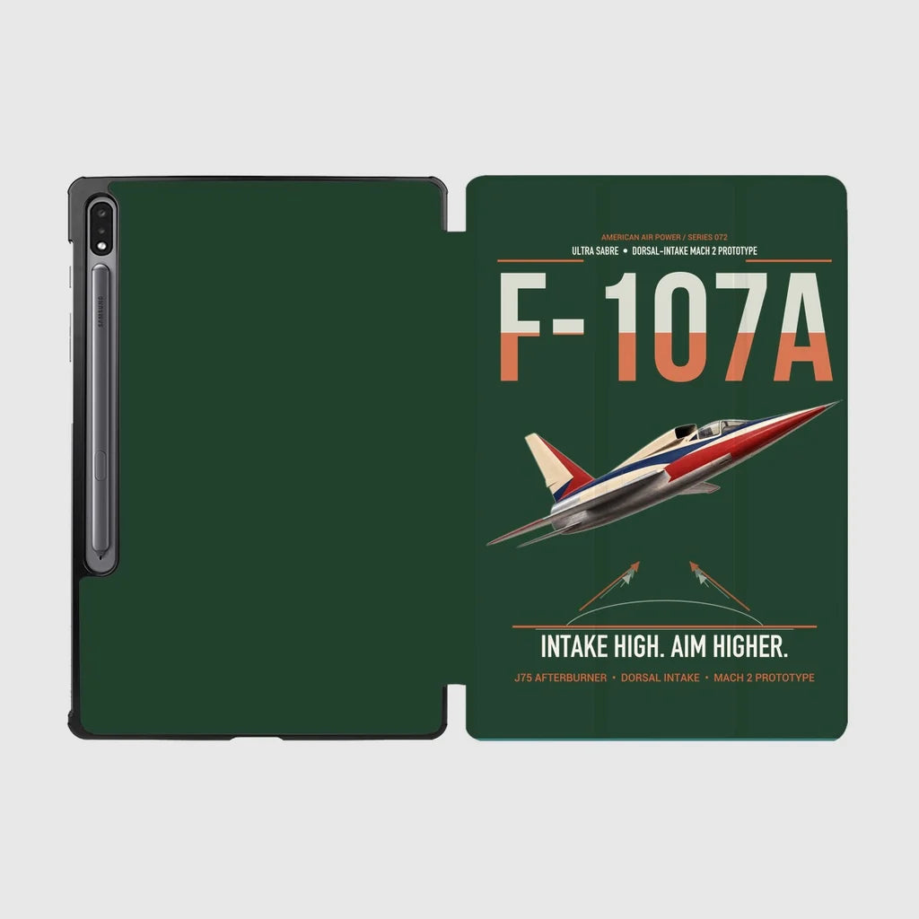 F-107A Ultra Sabre design on dark green samsung tablet tablet case
