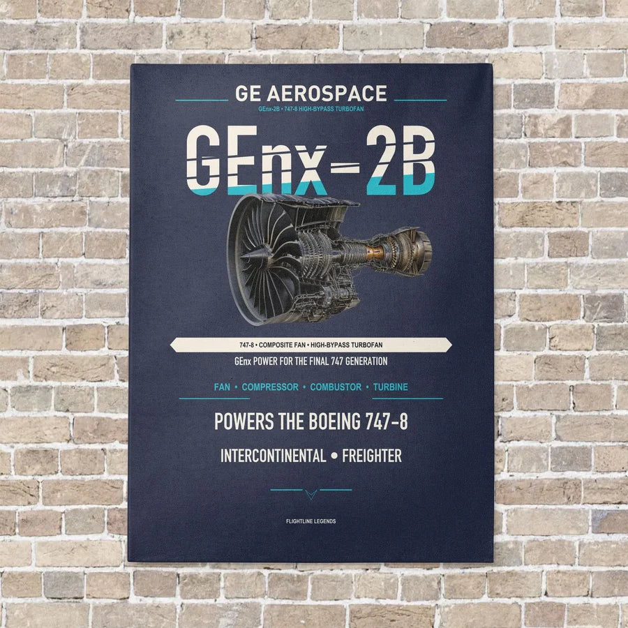 GEnx-2B vertical canvas print - no frame - navy blue background