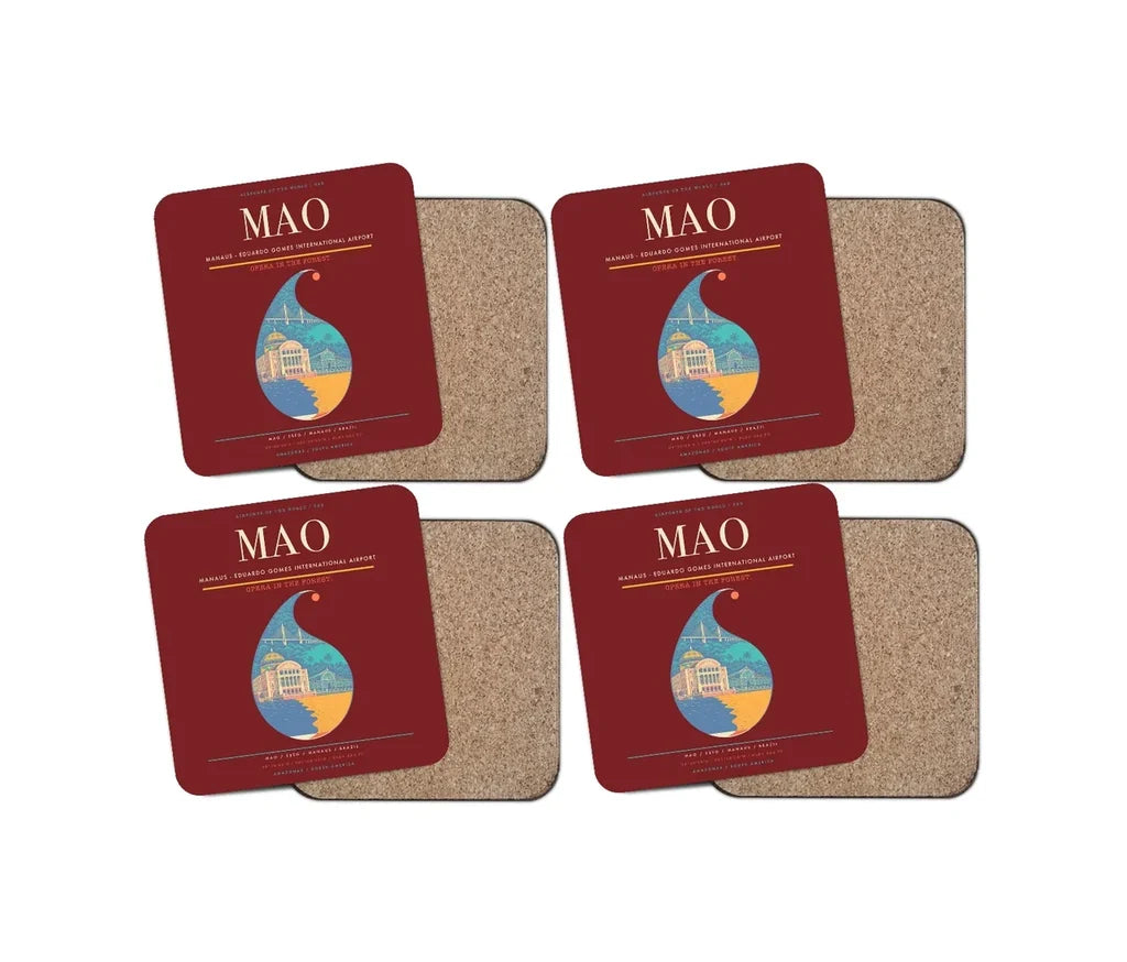 Manaus - Eduardo Gomes International Airport MAO Coaster 4-Pieces-Set - Dark Red