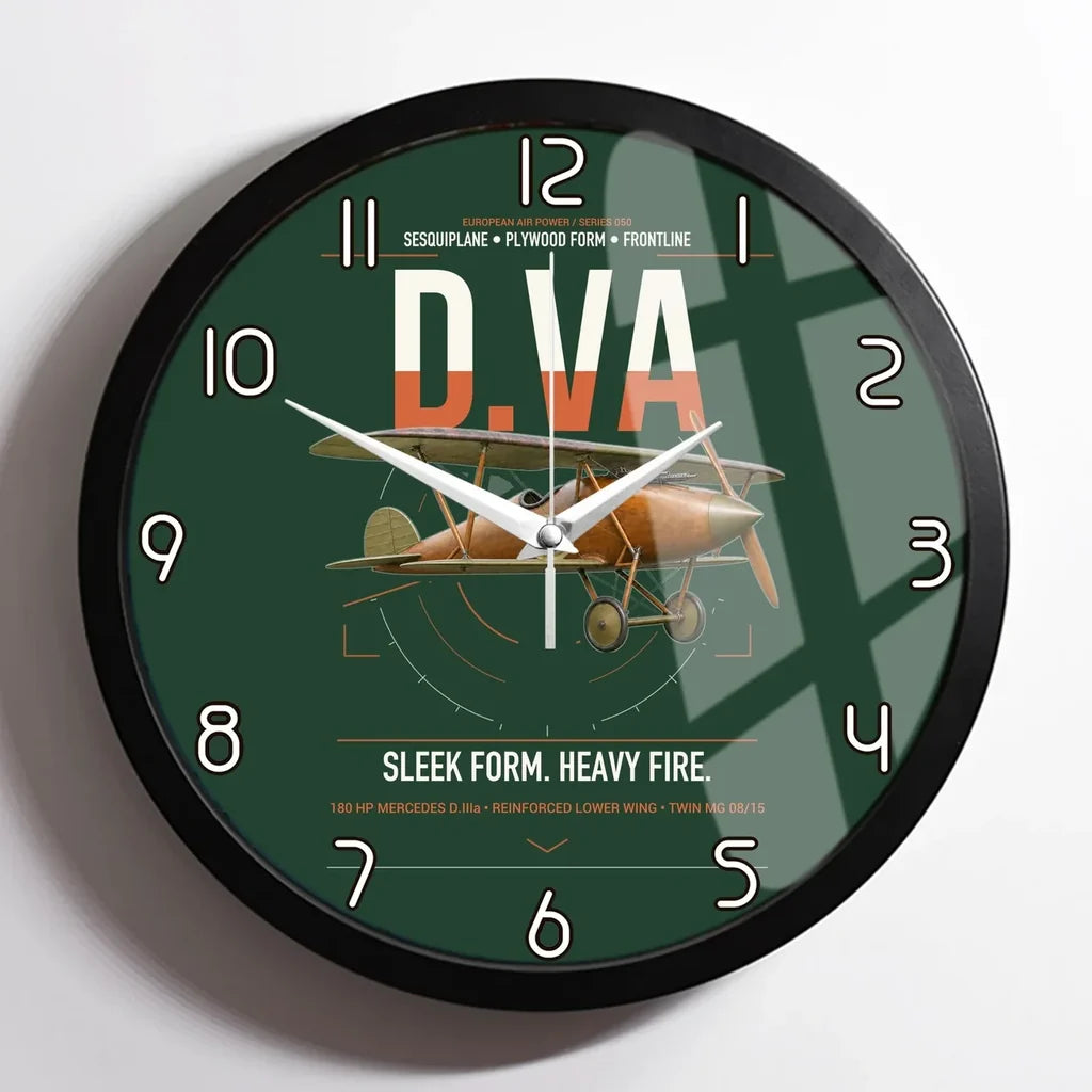 Albatros D.Va design on dark green framed wall clock