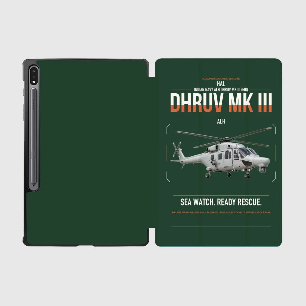 HAL ALH Dhruv Mk III design on dark green samsung tablet tablet case