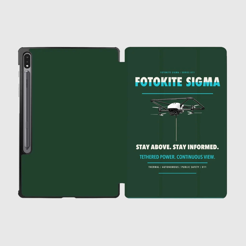 Fotokite Sigma design on dark green samsung tablet tablet case