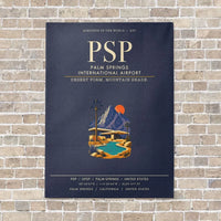 Thumbnail for Palm Springs International Airport PSP vertical canvas print - no frame - navy blue background
