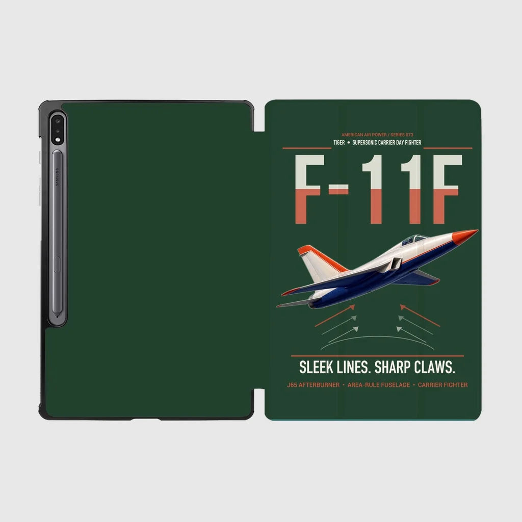 F-11F Tiger design on dark green samsung tablet tablet case