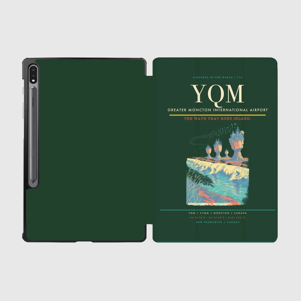 Greater Moncton International Airport (YQM) design on dark green samsung tablet tablet case