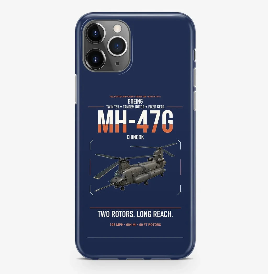 Boeing MH-47G Chinook design on navy blue magsafe iphone case, for iPhone Pro Max