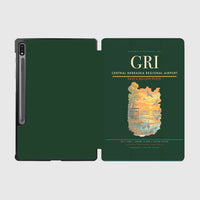 Thumbnail for Central Nebraska Regional Airport (GRI) design on dark green samsung tablet tablet case