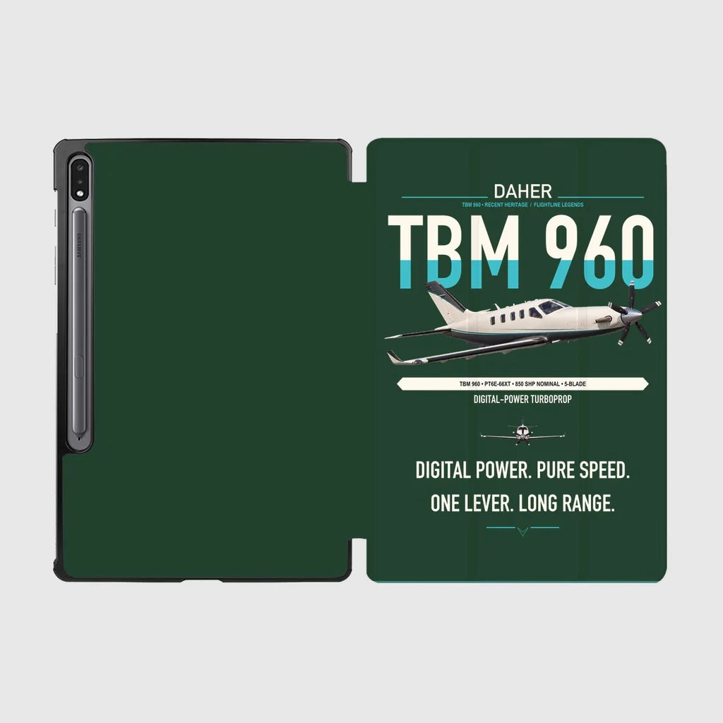 Daher TBM 960 design on dark green samsung tablet tablet case