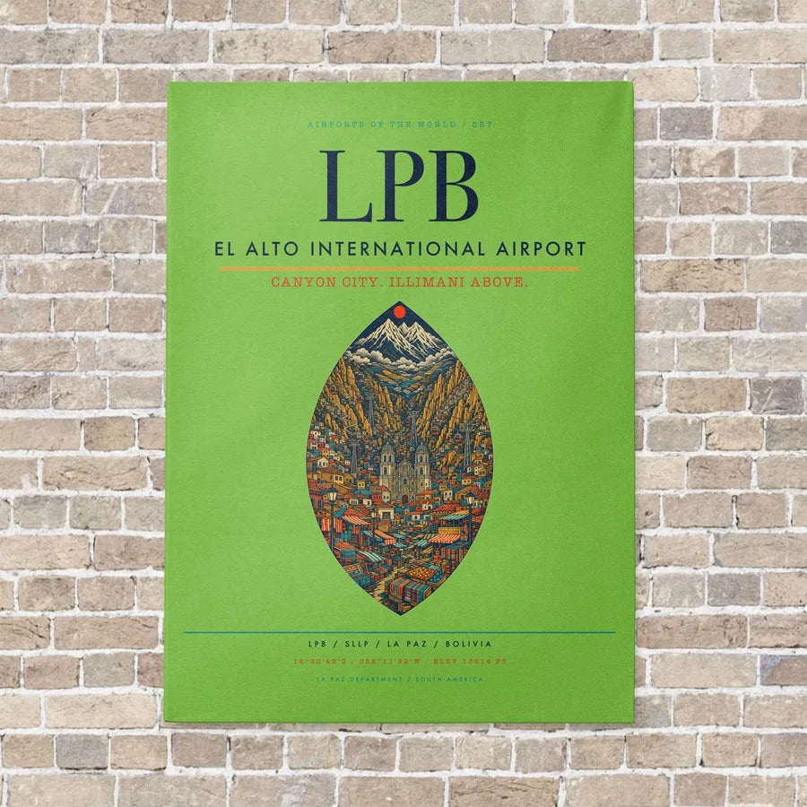 El Alto International Airport LPB - Canvas No Frame - Light Green