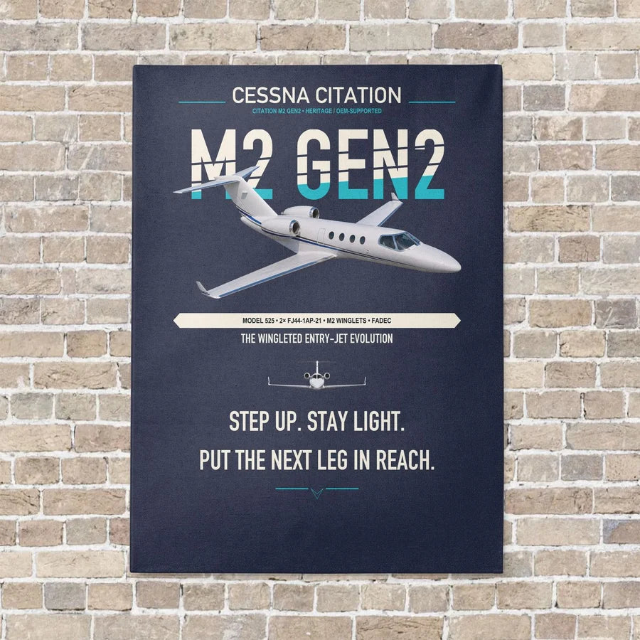 Cessna Citation M2 Gen2 vertical canvas print - no frame - navy blue background