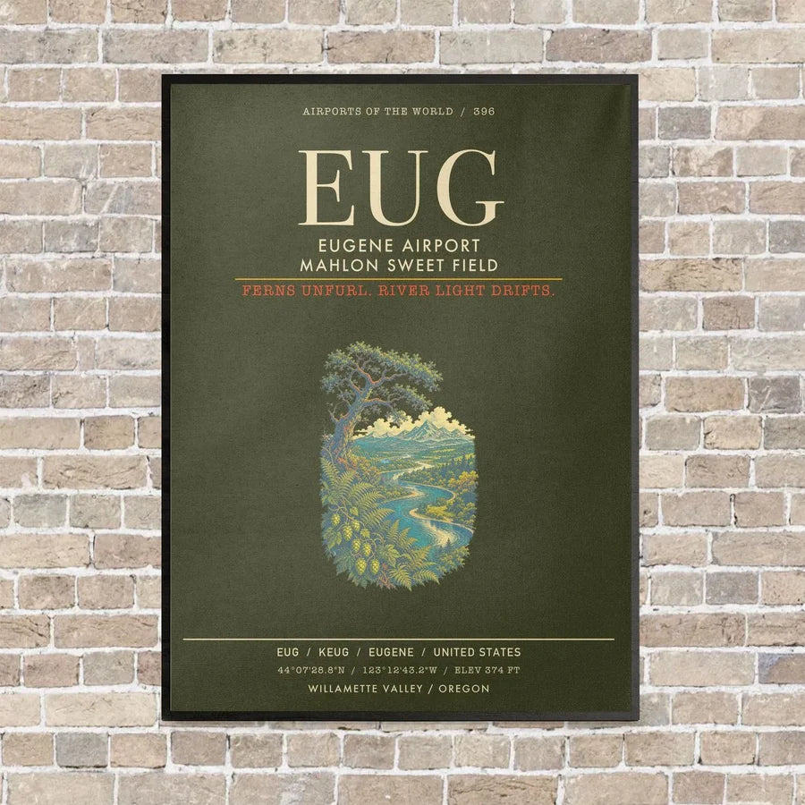 Eugene Airport Mahlon Sweet Field EUG - Canvas Framed - Green Army