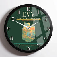 Thumbnail for Evansville Regional Airport (EVV) design on dark green framed wall clock