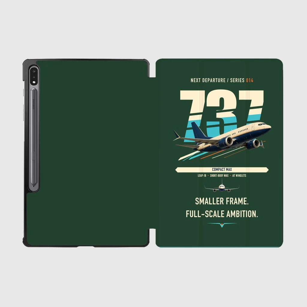Boeing 737 MAX 7 design on dark green samsung tablet tablet case