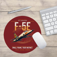 Thumbnail for F-5E Tiger II design on dark red round mouse pad