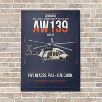 Thumbnail for Leonardo AW139 vertical canvas print - no frame - navy blue background