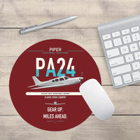 Thumbnail for Piper PA-24-250 Comanche 250 design on dark red round mouse pad