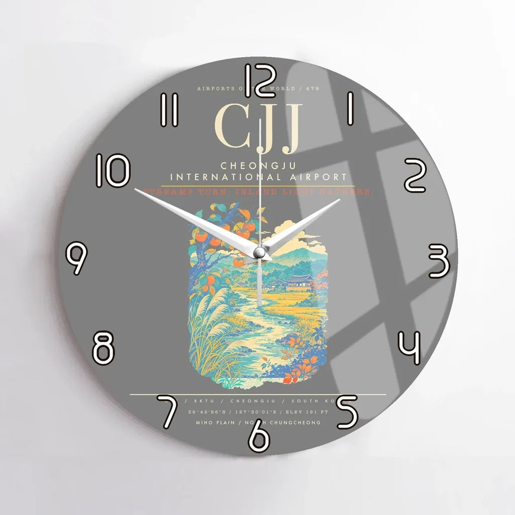 Cheongju International Airport CJJ Wall-Clock No-Frame - Gray