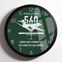 Thumbnail for Cessna Citation 560 - Citation V design on dark green framed wall clock