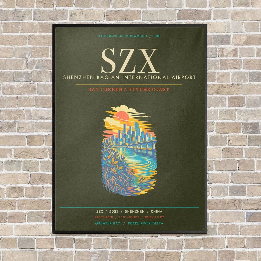Shenzhen Bao'an International Airport SZX - Canvas Framed - Green Army